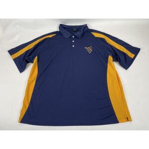 West Virginia Mountaineers Starter Polo Shirt Mens Size 2XL Blue‎ Yellow